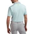 FootJoy Men's Lisle Pinstripe Mix Golf Polo - Ice Blue/Grey