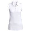 Adidas Women's Ultimate365 Solid Sleevess Polo Shirt - White
