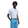 Adidas Men's Ultimate 365 Allover Print Primegreen Golf Polo Shirt - White/Sonic Aqua