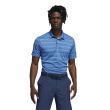 Adidas Men's Heather Snap Golf Polo Shirt - Focus Blue/Crew Navy