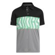 Adidas Boys Print Colorblock Golf Polo Shirt - Black/Semi Screaming Green