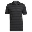 adidas Tow-Color Striped Golf Polo - Black/Grey Six