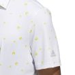 Adidas Men's Ultimate365 Allover Print Golf Polo Shirt - White/Impact Yellow/Grey Two