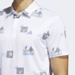 Adidas Men's Allover Print Golf Polo - White/Blue Fusion/Gray Three