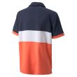 Puma Junior Cloudspun Highway Golf Polo Shirt - Navy Blazer/Hot Coral