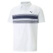 Puma Men's Mattr Grind Golf Polo Shirt - Bright White/Navy Blazer