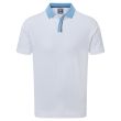 Footjoy Men's Stripe Placket Pique Golf Shirt - White