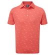Footjoy Men's School Fish Print Lisle Golf Shirt - Coral