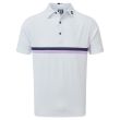 Footjoy Men's Dchest Band Pique Golf Shirt - White/Navy
