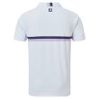 Footjoy Men's Dchest Band Pique Golf Shirt - White/Navy