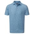 Footjoy Men's Granite Print Lisle Golf Shirt - Dark Blue/lnk/White