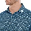 Footjoy Men's Lisle Half Moon Geo Golf Shirt - Navy/True Blue/White