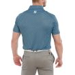 Footjoy Men's Lisle Half Moon Geo Golf Shirt - Navy/True Blue/White