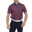 Footjoy Men's Lisle Circle Print Golf Shirt - Twilight/Racing Red/Iron/White