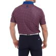 Footjoy Men's Lisle Circle Print Golf Shirt - Twilight/Racing Red/Iron/White