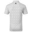 Footjoy Men's Lisle Travel Print Golf Shirt - White/Black