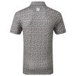 Footjoy Men's Lisle Travel Print Golf Shirt - Grey Lava/White