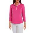 Footjoy Women's Lisle Houndstooth TRM 3/4 Sleeve Golf Polo - Hot Pink/Hot Pink