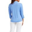 Footjoy Women's Pique with Printed Trim 3/4 Sleeve - Blue Jay