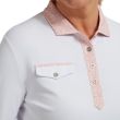 Footjoy Women's Pique with Printed Trim 3/4 Sleeve - White/Blush Pink