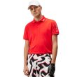J.Lindeberg Men's Tour Tech Reg Fit Golf Polo - Fiery Red/White