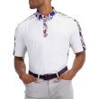 PXG Men's Athletic Fit Short Sleeve Aloha 24 Polo Shirt - White