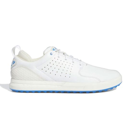 Adidas Men's Flopshot Spikeless Golf Shoes - White/Gold Metallic/Blue Rush