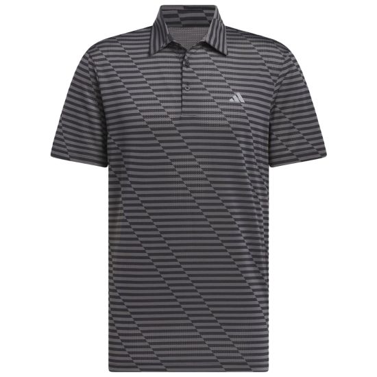 Adidas Men's Mesh Print Golf Polo - Black/Grey Five