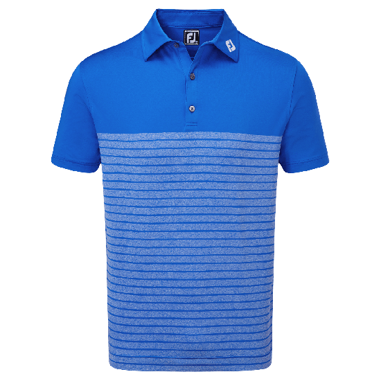 Footjoy Men's Engeered Heather Stripe Lisle Golf Shirt - Royal