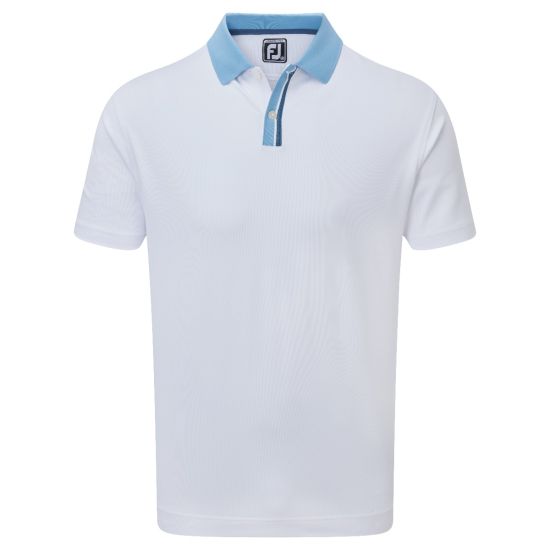 Footjoy Men's Stripe Placket Pique Golf Shirt - White