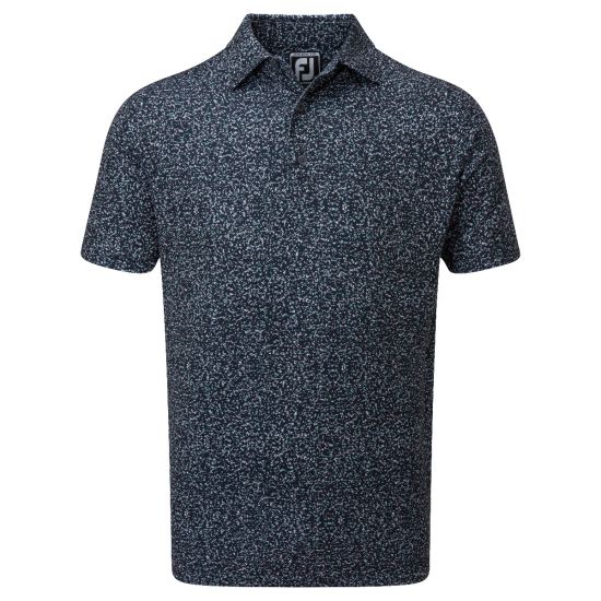 Footjoy Men's Granite Print Lisle Golf Shirt - Navy/White