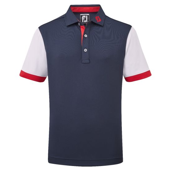 Footjoy Junior Cblck Golf Shirt - Navy/White