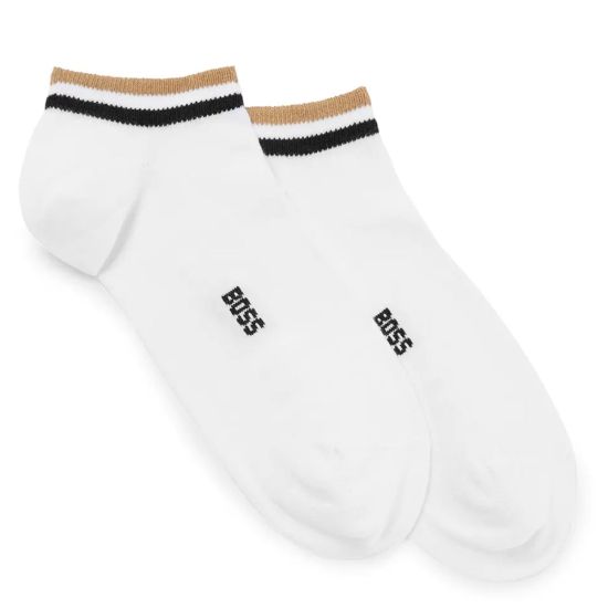 Hugo Boss Men's 2-Pack AS Uni Stripe Golf Socks - White