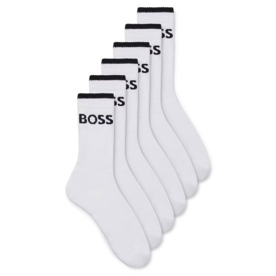 Hugo Boss Men's 6-Pack QS Stripe Golf Socks - White