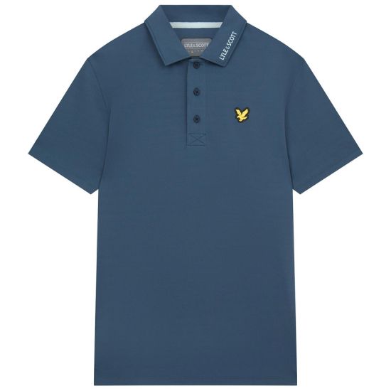 Lyle & Scott Men's Technical Collar Logo Golf Polo - Light Navy