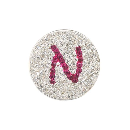 Navika Pink Initial Micro Pave Crystal Ball Marker + Clip N