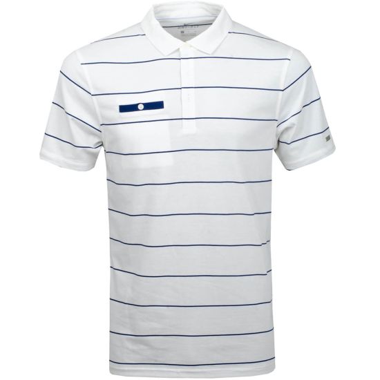 Nike Men's Dry Player Stripe Golf Polo - Sail/Blue Void/White/Brushed Silver