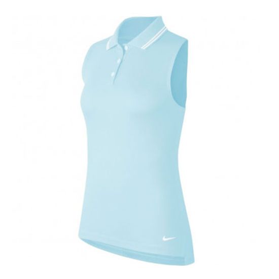Nike Women's Dri-FIT Victory Sleeveless Golf Polo - Topaz Mist/White