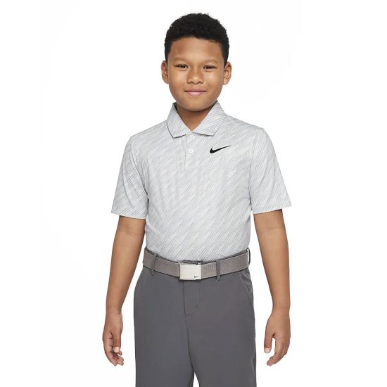 Nike Junior's Dri-FIT Vctory Printed Golf Polo - White/Black