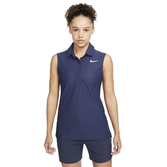 Nike Women's Dri-FIT ADV Tour Sleeveless Golf Polo - Midnight Navy/White