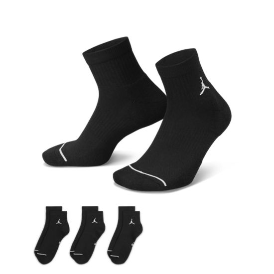 Nike Men's Jordan Cush Poly Ankle Golf Socks (3 Pairs) - Black/White