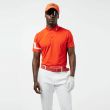 J.Lindeberg Men's Heath Regular Fit Golf Polo - Tangerine Tango - SS22