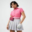 J.Lindeberg Women's Alaya Jacquard Golf Polo - Pink Jacquard Bridge Monogram - SS22