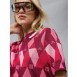 J.Lindeberg X Robbie Williams Women's Edith Argyle Knit Golf Polo Sweater - RW Pink Argyle
