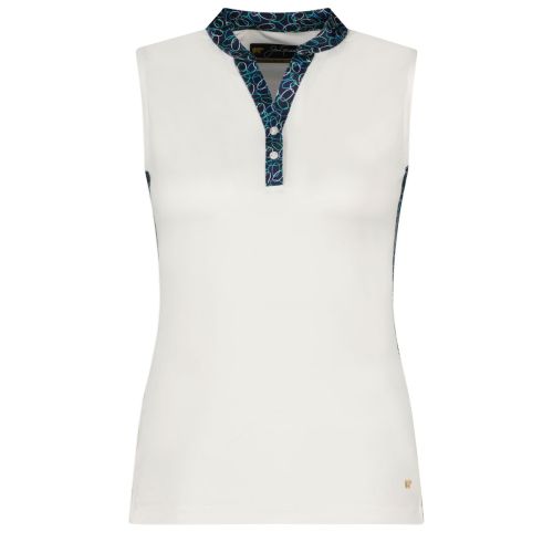 Jack Nicklaus Women's Solid Polo Print Sleeveless Details - Bright White