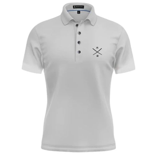 Miura Men's Black Ouail Wharton Samurai Logo Golf Polo - White