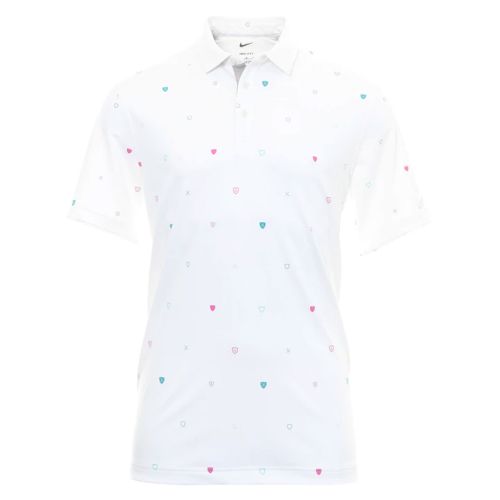 Nike Men's Dri-FIT Player Heritage Print Golf Polo - White/Brushed Silver