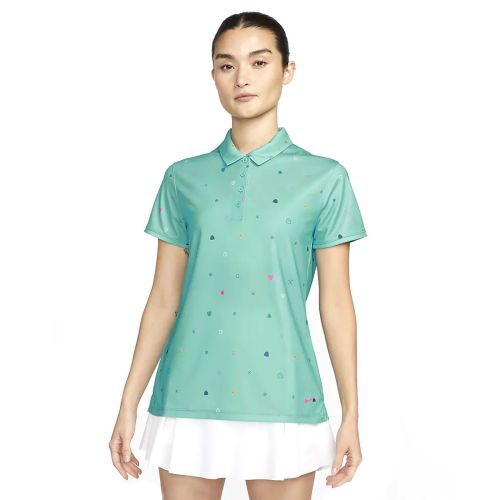 Nike Women's Dri-FIT Victory Printed Golf Polo - Washed Teal/Pink Prime