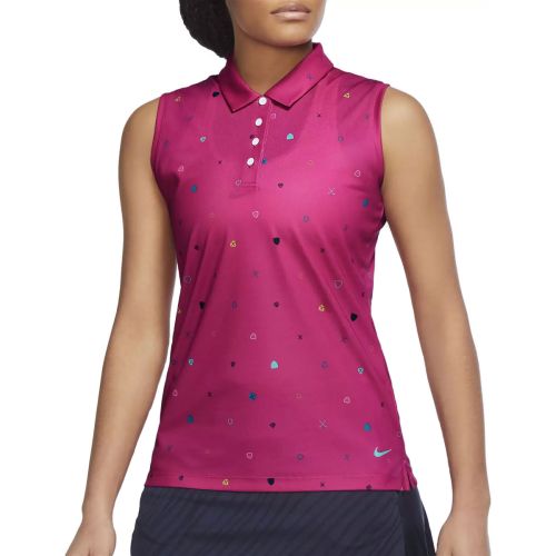 Nike Women's Dri-FIT Victory Sleeveless Printed Golf Polo - Active Pink/Washed Teal