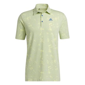 Adidas Men's Night Camo-Print Primegreen Golf Polo Shirt - Pulse Yellow Mel/Focus Blue